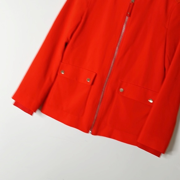 H&M red pocket zip blazer jacket coat women size Small 4 - Picture 4 of 6